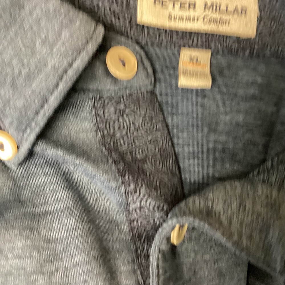 Peter Millar Summer Comfort Polo Shirt Button Up Short Sleeve‎ XL Blue Heathered - Picture 11 of 15
